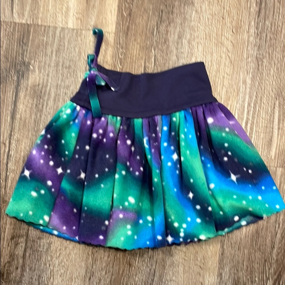 Handmade in AK~ Northern Lights Print Kids Fleece Skirt